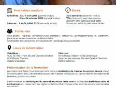 Salernes : 16 juin au 4 juillet 2025 - Maçon-ne en terre crue - Bloc 3