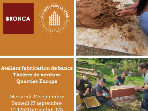 Ateliers fabrication de bancs - terre crue et chaux