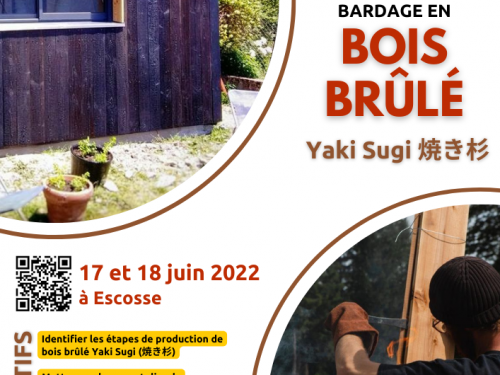Chantier formation bardage bois brûlé