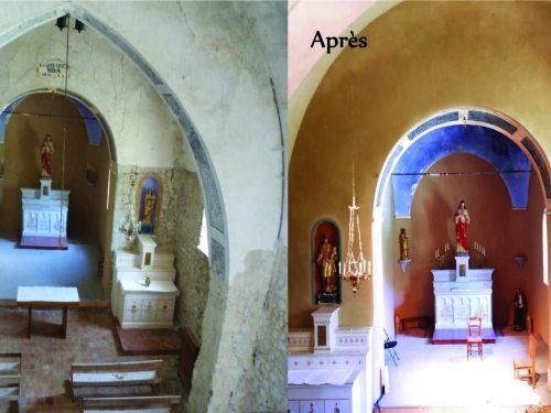 Eglise d'Eourres rénovée en terre crue