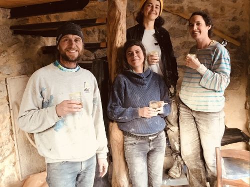 Chantier Chaux/chanvre projeté en intérieur