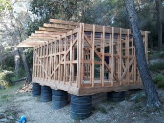 Local de conservation maraichère, ossature et plancher terre-paille