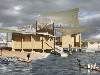 Maisons flottantes de bois et de terre