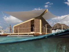 Maisons flottantes de bois et de terre
