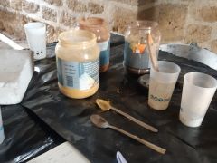 Enduit terre du jardin / sur parois&nbsp; banché COB (Chaux cimente et sciure de bois)