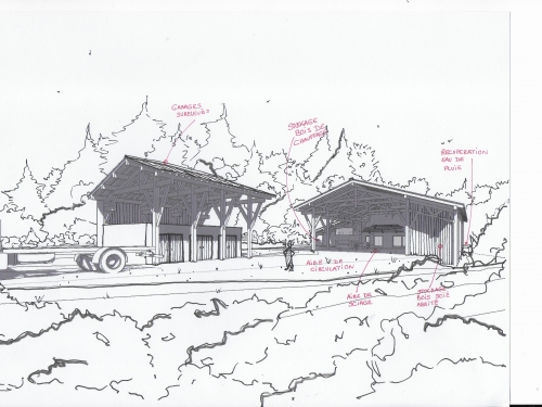 Un hangar sylvicole en bois massif